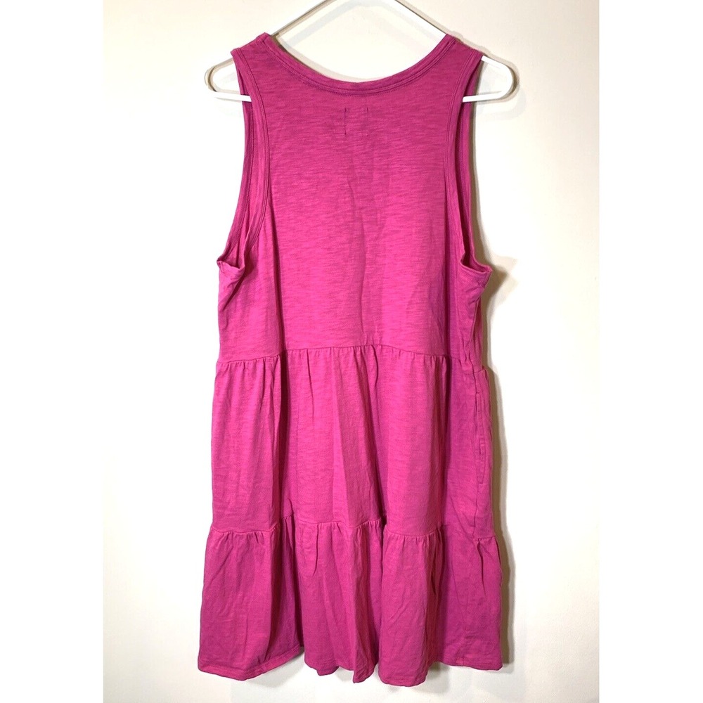 Gap Dress Womens XL Pink Sleeveless Tank Midi Sun Cotton Blend Tiered Pockets - Picture 2 of 7